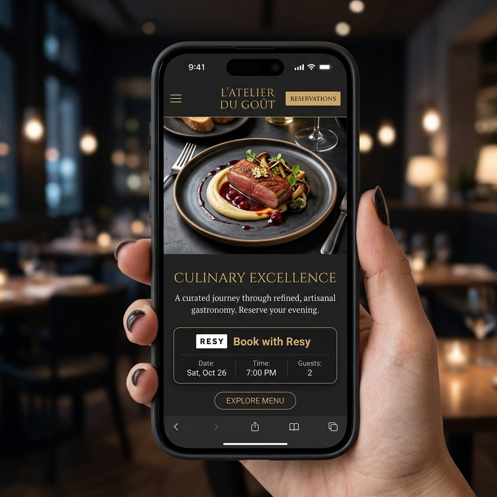 Gourmet Restaurant Website Design Mockup
